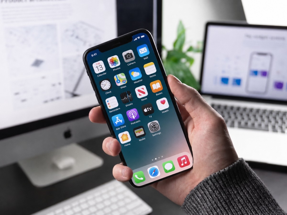 Developer working on mobile app